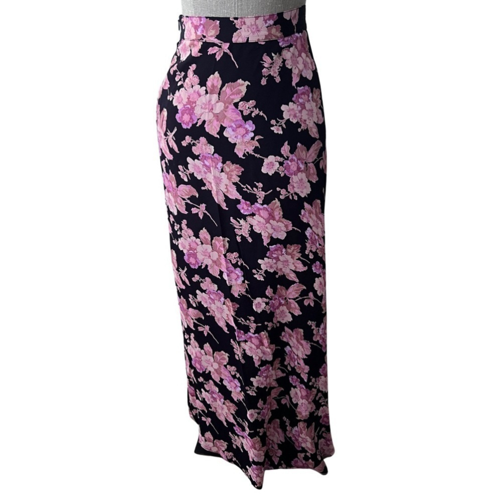 Flynn Skye Flowy Bias-Cut Winter Floral Wrap Maxi Skirt Size Small